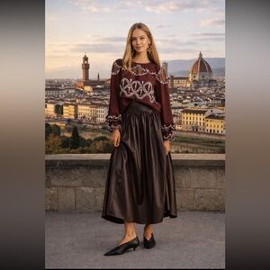 Anthropologie NWT Long-Sleeve Embroidered Blouse size S.